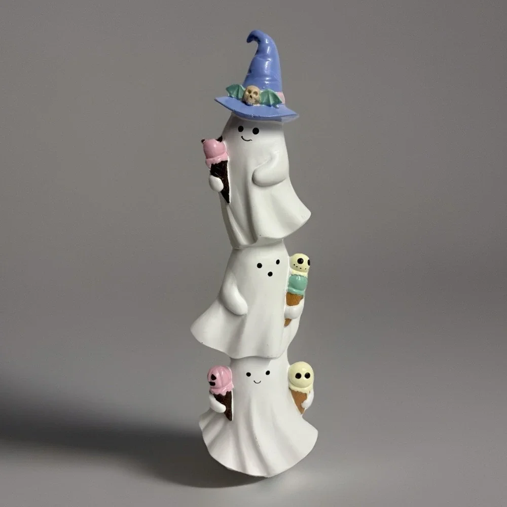 Summerween Stacked Ghosts Trio w/Ice Cream Cones 16